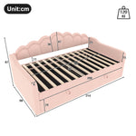 Daybed Sofa Bed 90x200cm Hydraulic Storage LED - Velvet Pink