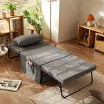 4-in-1 Folding Bed Guest Bed Armchair Ottoman, 5-Level Adjustable, Steel Frame