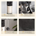 Cat Scratching Post, Ceiling Height, Sisal Rope, Dark Grey