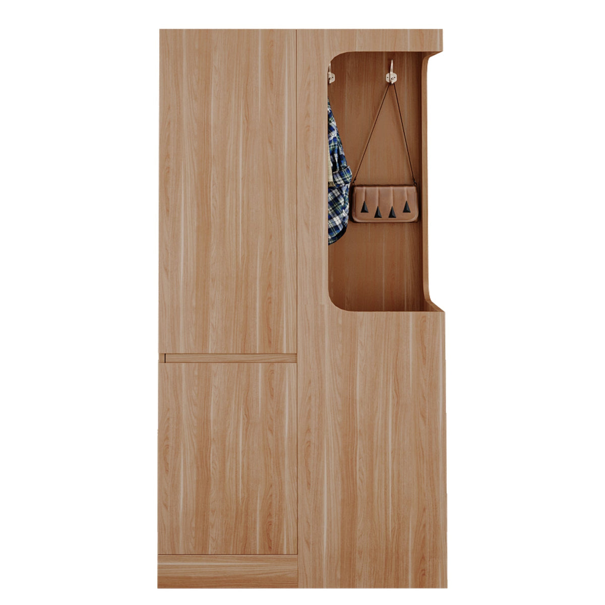 Wardrobe 70x40x170cm Drawers Single Door Open Storage - Wood Color