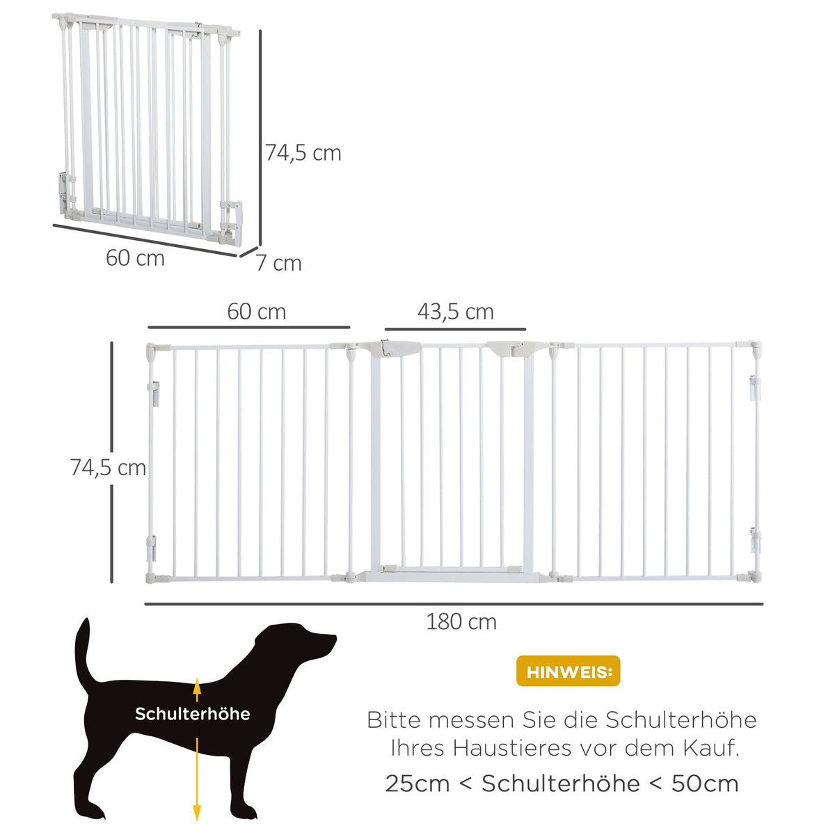 Dog Barrier, 3 Elements, Safety Door, White Plastic
