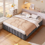 Upholstered Bed with Hydraulic Storage and No Headboard, 140x200cm, Grey Linen