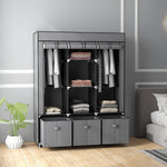 Foldable Wardrobe with Zipper Storage, Non-Woven Fabric, Dark Grey