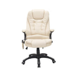 Massage Chair Executive, 6-Point Vibration, Heat & Recline, Beige Faux Leather