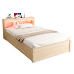 Sofa Bed 90x200cm with LED Light & Storage, Solid Wood