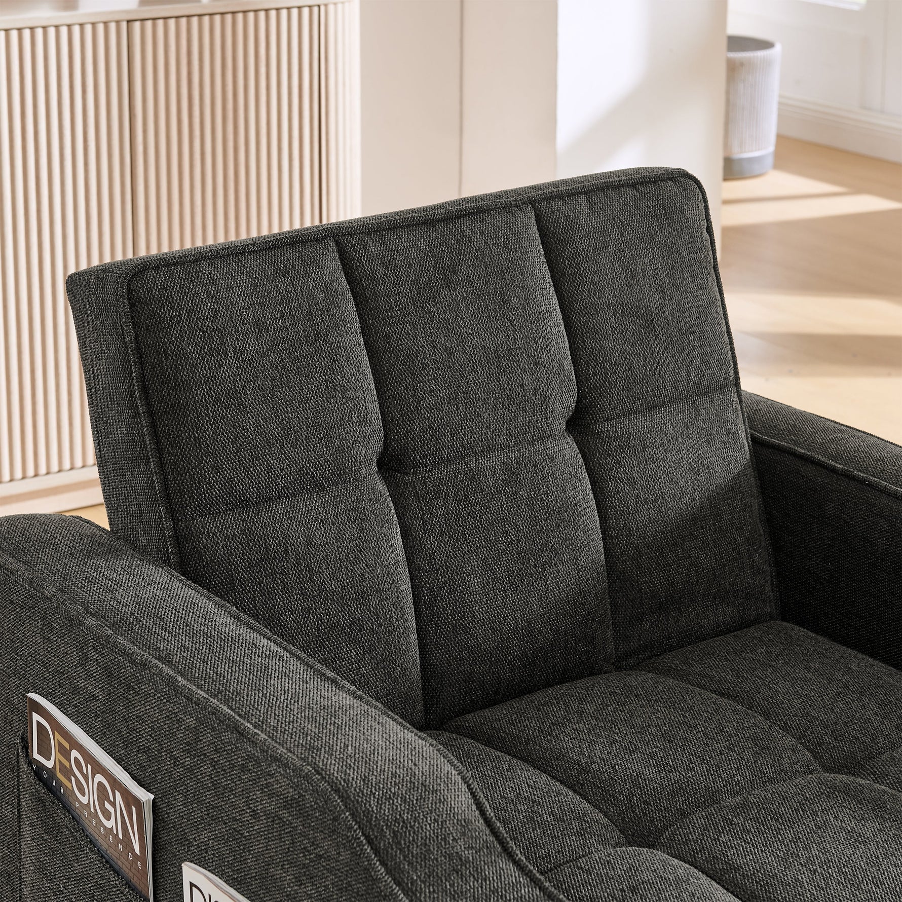 3-in-1 Sofa Bed Slide-to-Transform USB Charging - Gray