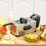 Deep Fryer 3L, Adjustable Thermostat, Stainless Steel Silver