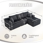 Modular Sofa Set Chaise 2-Seater Side Pockets Corduroy