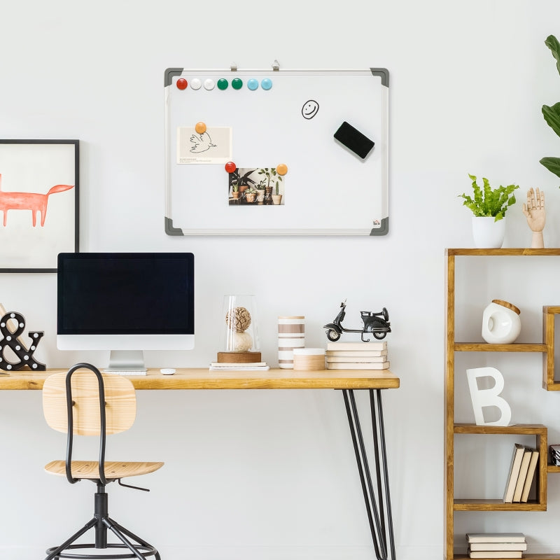 Magnetic whiteboard with 4 markers, 1 eraser, 10 magnets, easel and wall mounting