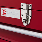 DURHAND empty tool case with 3 drawers and upper storage compartment, steel, red