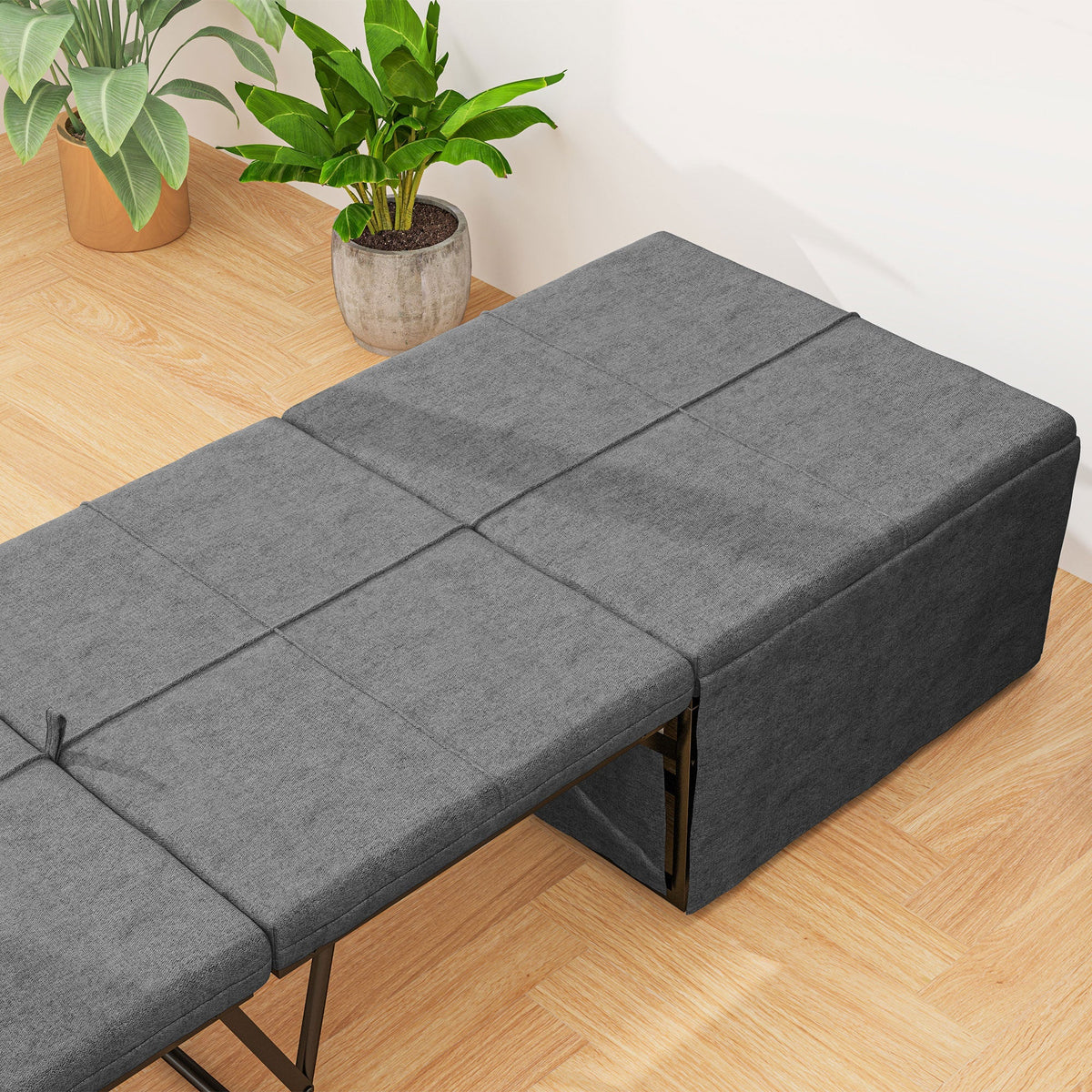 Folding Bed, 8cm Foam Mattress, 120 kg Capacity, Grey Metal