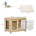 Dog Kennel, Table Top, Double Doors, Cushions, Oak