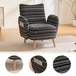 Modern Armchair with Side Pocket and Solid Wood Legs, Circular Pattern Fabric