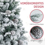 Artificial Christmas Tree, Snow & Pine Cones, Realistic, Flame-Retardant, 183 cm, Green