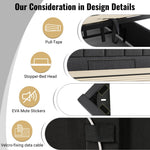 Upholstered Bed 180x200 Storage LED/USB-C Slatted Base, Linen Grey