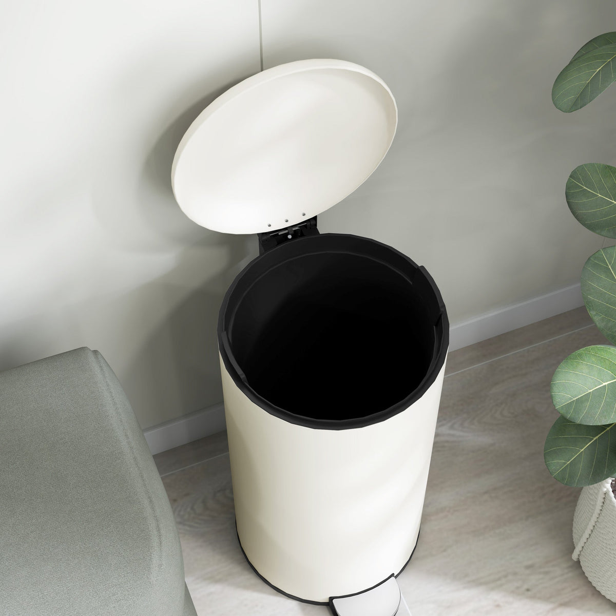 Trash Can 30L Pedal Bin, Inner Bucket, Metal