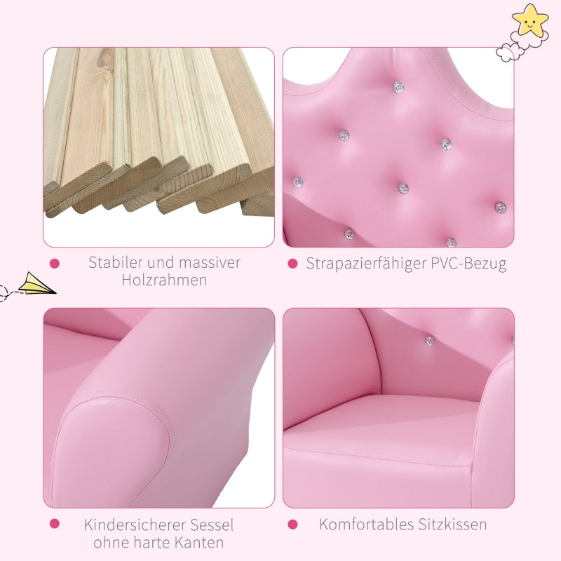 Play Sofa, Children's with Ottoman, Pink