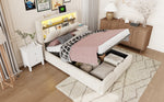 Upholstered Bed 90x200 with Storage & LED, Beige Velvet