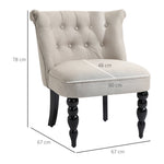 Relaxing Chair, Upholstered Vintage, Linen Beige Black