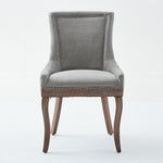 A&A Furniture Ultra Side Dining Chair with Thickened Fabric and Solid Wood Legs, Set of 2, Gray