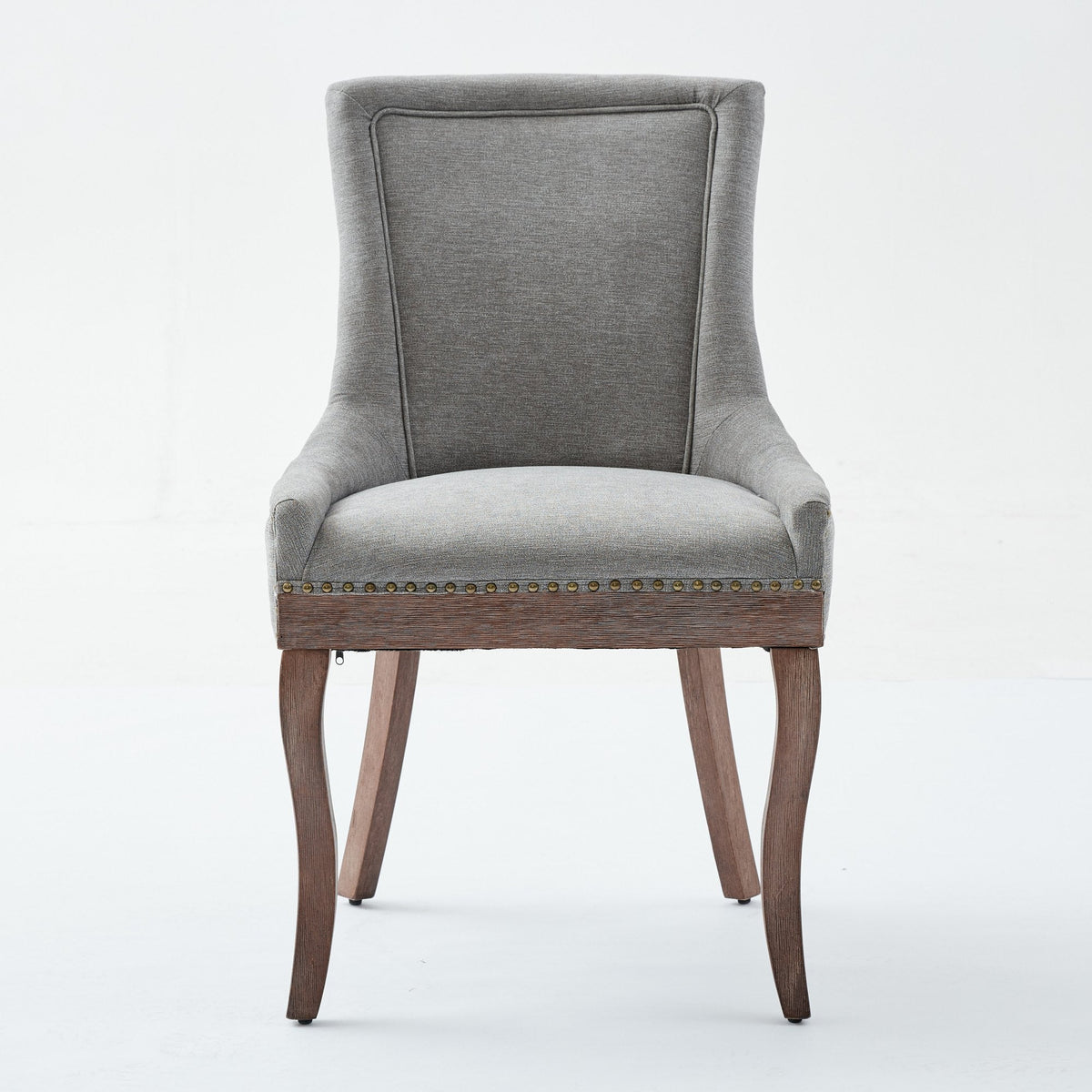 A&A Furniture Ultra Side Dining Chair with Thickened Fabric and Solid Wood Legs, Set of 2, Gray