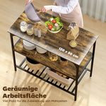 Baker's Shelf, 3-Tier Kitchen Shelf, Steel Frame, Rustic Brown+Black