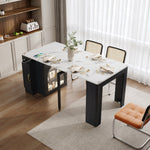 Kitchen Island, Extendable Mobile Serving Cart with Wheels, Black