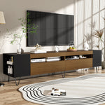 Modern TV Cabinet 180cm, Black and Wood Look