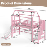 Bunk Bed 90x200cm with Desk, USB & Shelves - White Metal