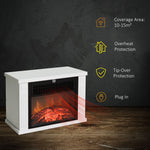 Electric Fireplace, 1200W Freestanding with Flame Effect, White