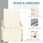Recliner Chair, Rocking Relaxing with Adjustable Footrest, Birch Wood Cream White