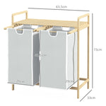 Laundry Basket with 2 Removable Bags, Bamboo Cream