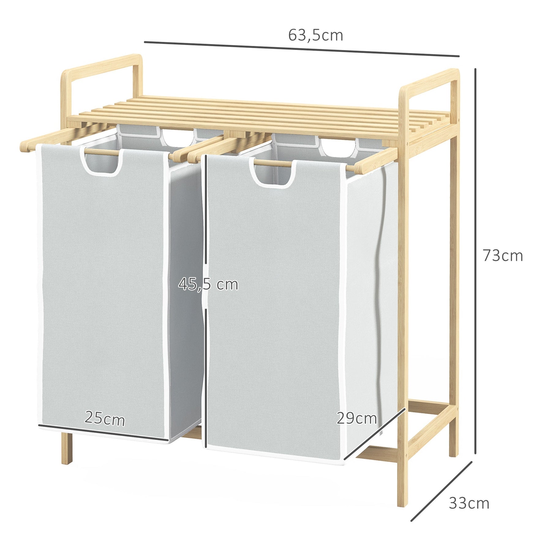 Laundry Basket with 2 Removable Bags, Bamboo Cream