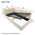 Upholstered Daybed Sofa Bed 90x190cm Hydraulic Storage Metal Slatted Base, Beige Velvet