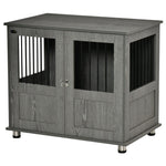 Dog Crate Kennel, Lockable Magnetic Door Window, Grey
