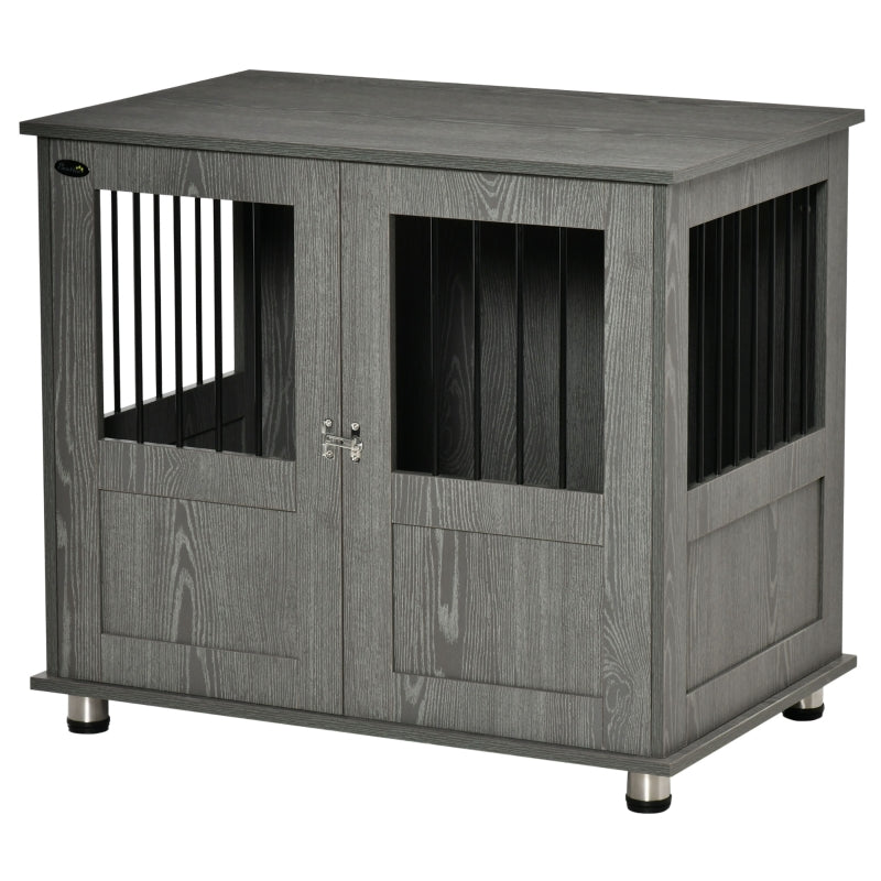Dog Crate Kennel, Lockable Magnetic Door Window, Grey