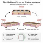 Children's Upholstered Bed with LED Shelf, 90x200 cm, Pink