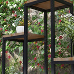 Plant Stand, 4-Level Flower Shelf, Wooden, Light Brown