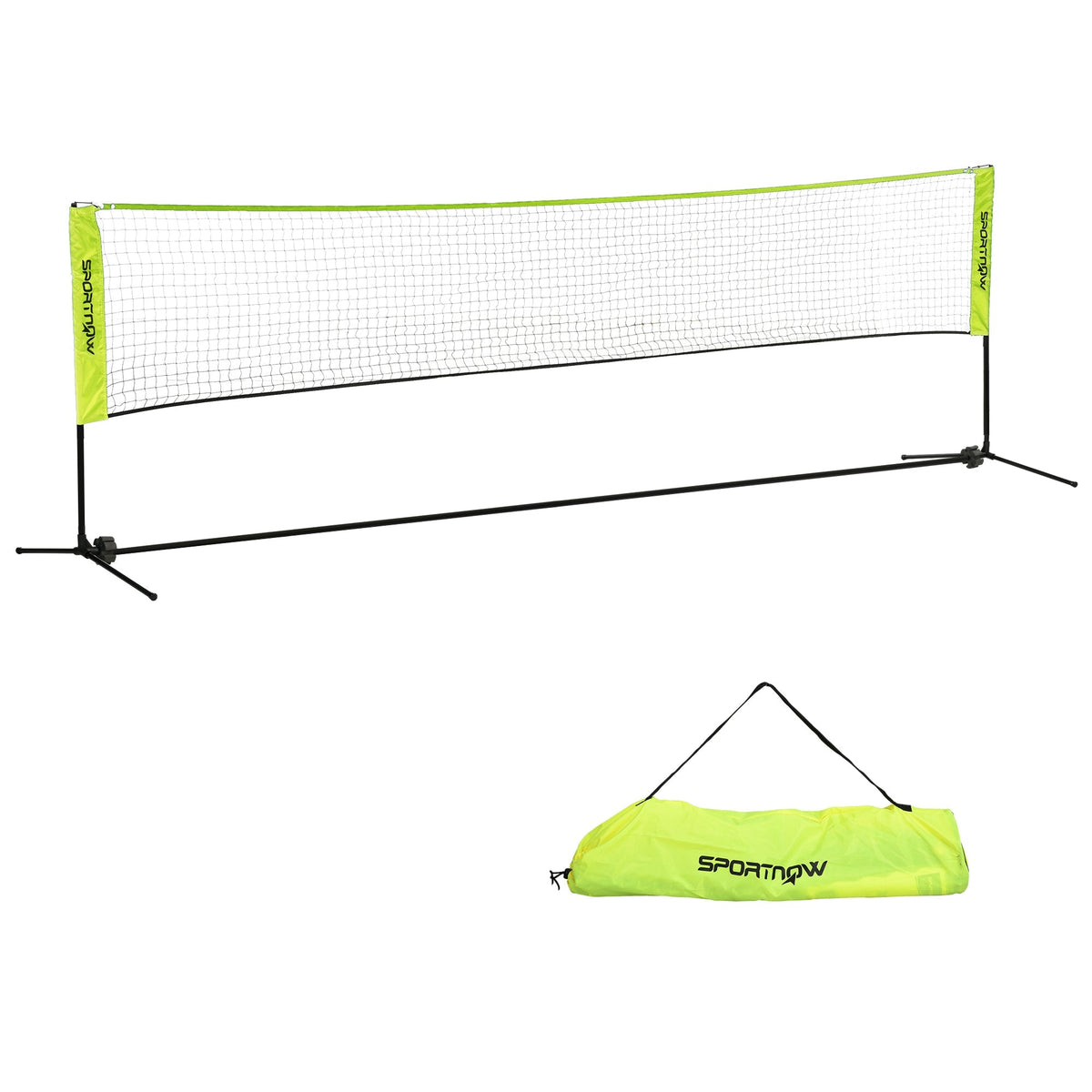 Badminton Net Set, Foldable Height Adjustable with Carrying Bag, Metal Polyester Green