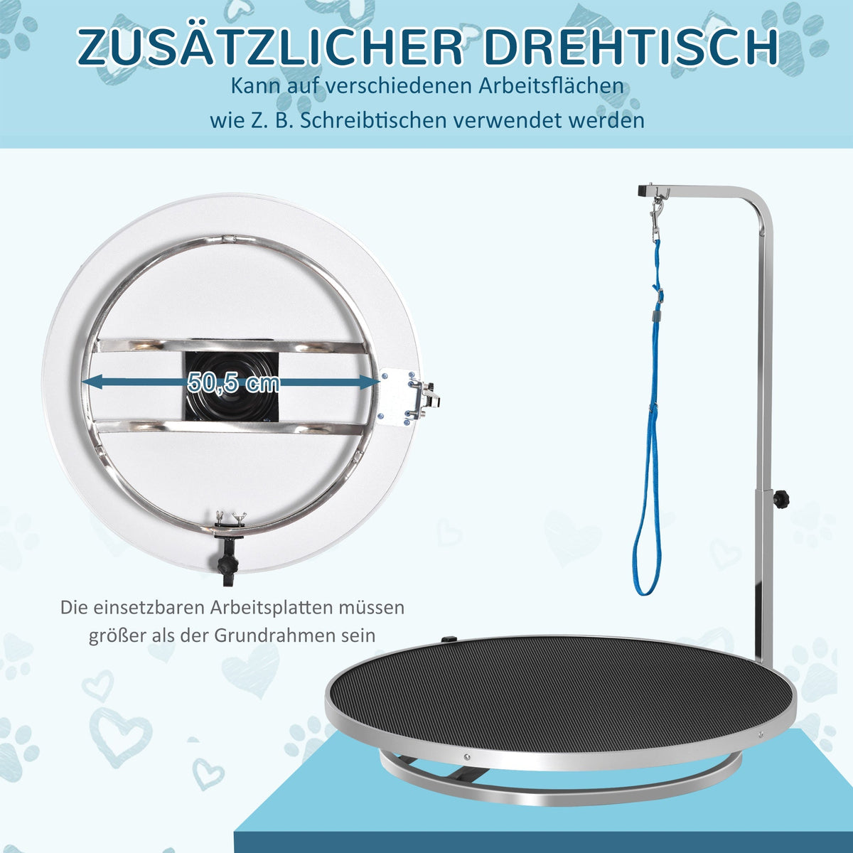 Grooming Table, Adjustable Arm Non-Slip Locking System, Aluminum Alloy
