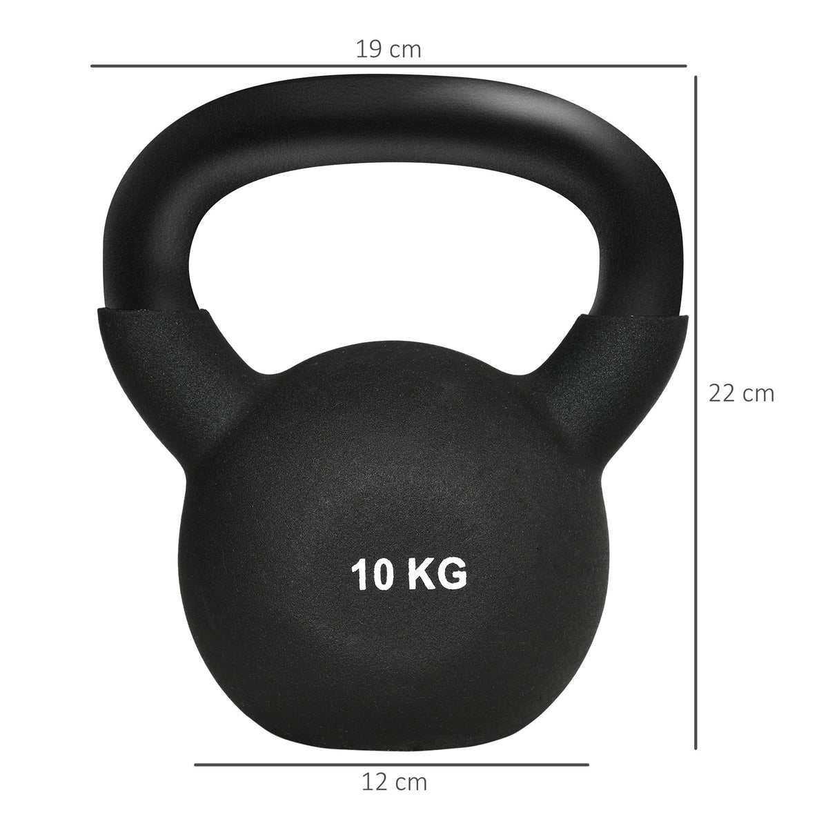 Kettlebell 10 kg, Fitness & Strength Training, Cast Iron Neoprene, Black
