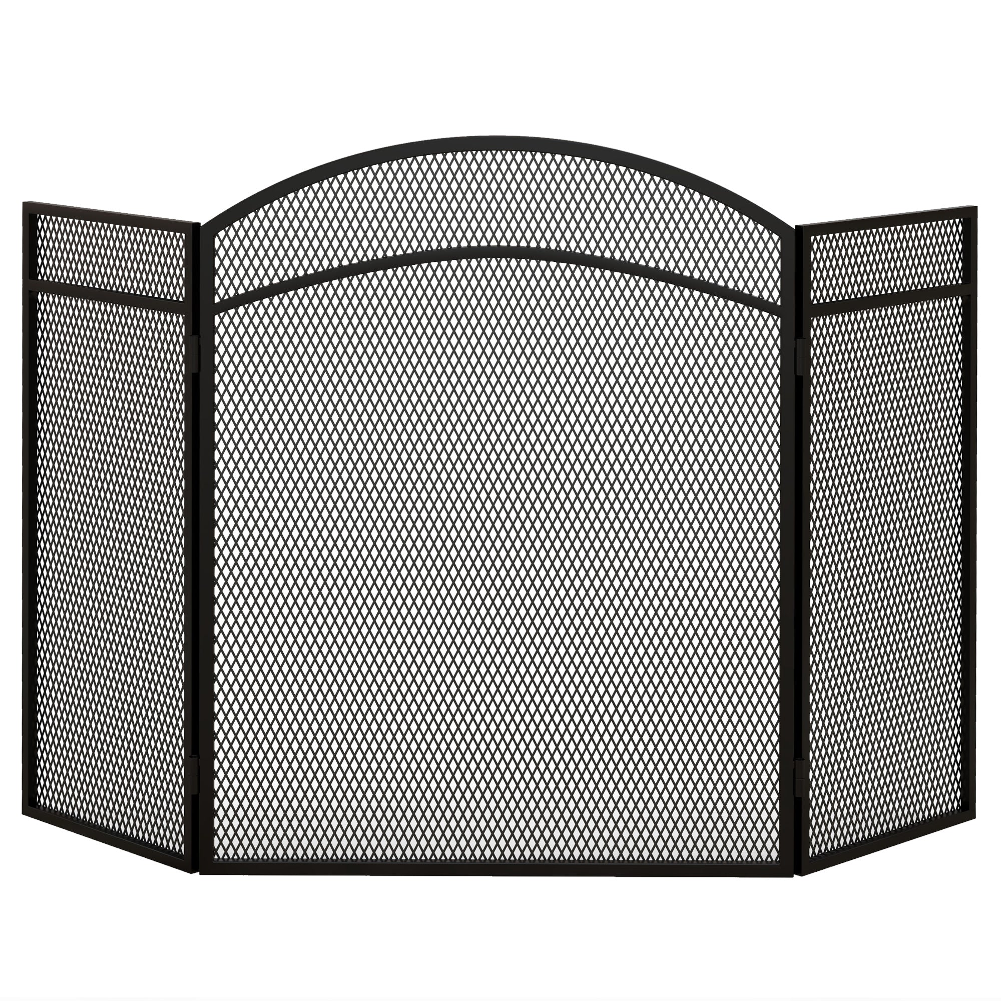 Fireplace Guard, 3 Panels, Folding Screen, Metal, Black