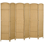 Folding Screen, 6 Panels, Room Divider, Natural Bamboo
