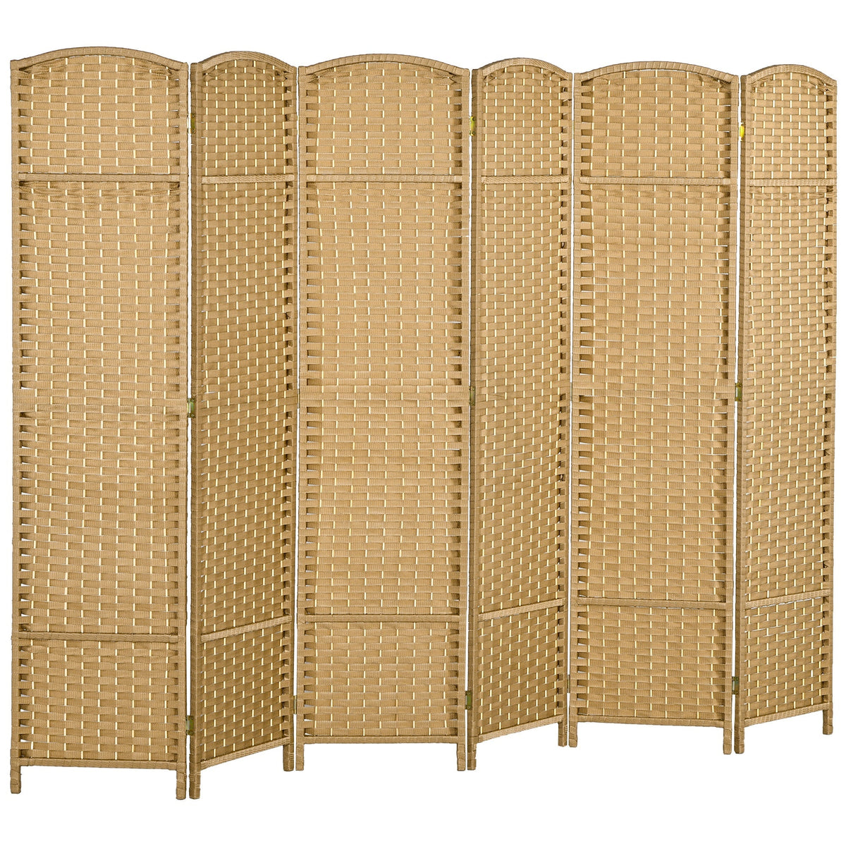 Folding Screen, 6 Panels, Room Divider, Natural Bamboo