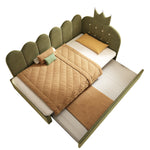 L-Shape Sofa Bed with Pull-out Guest Bed and Crown Lattice Design, 90x200cm, Green Velvet
