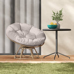 Papasan Chair, 360° Rotatable Wicker, Light Gray