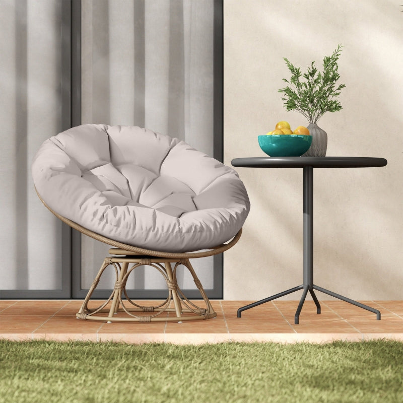 Papasan Chair, 360° Rotatable Wicker, Light Gray