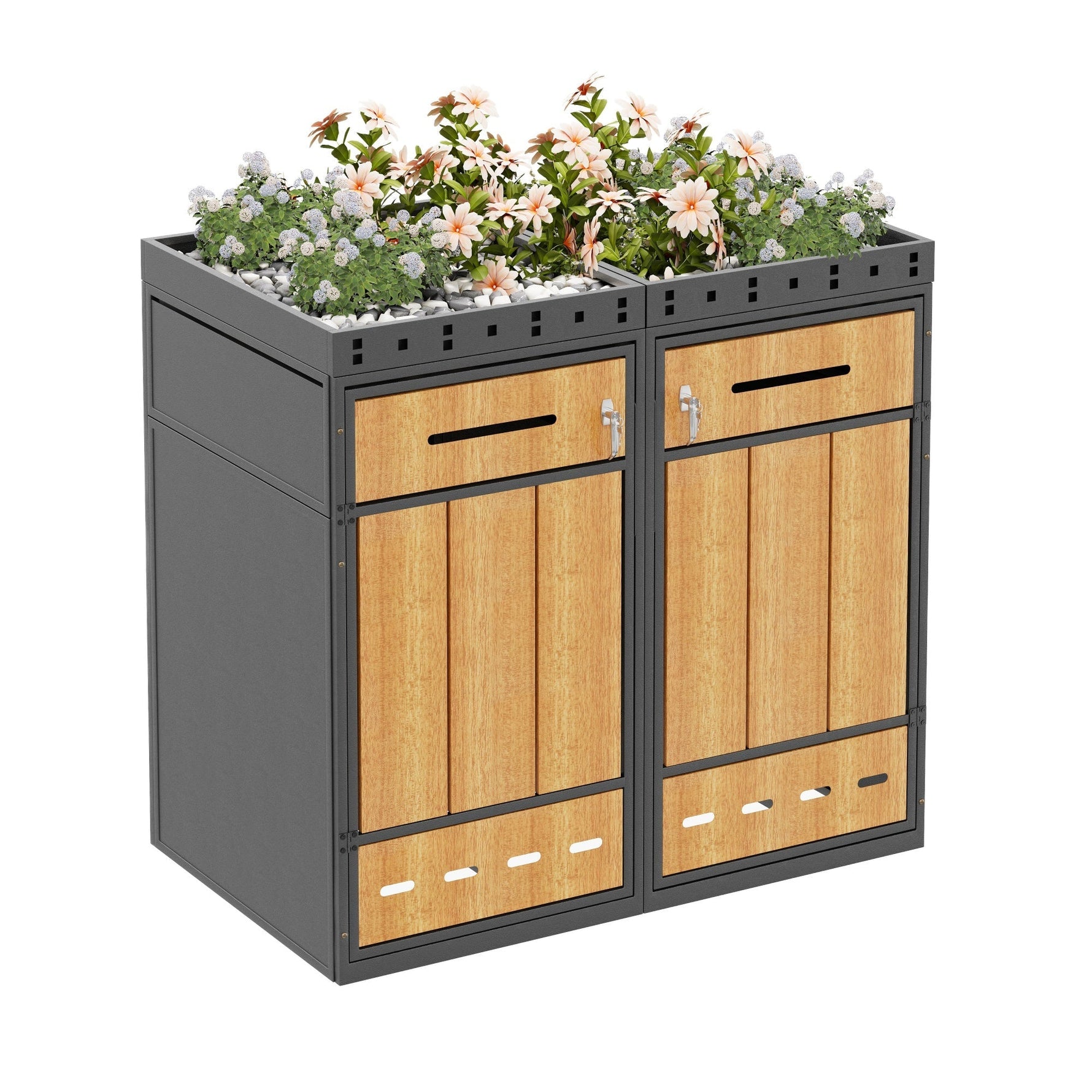 Bin Storage Unit with Green Roof and 120-240L Enclosure, Metal