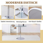 Bar Set 89cm Glass Table 2 Stools Adjustable Swivel - White Legs