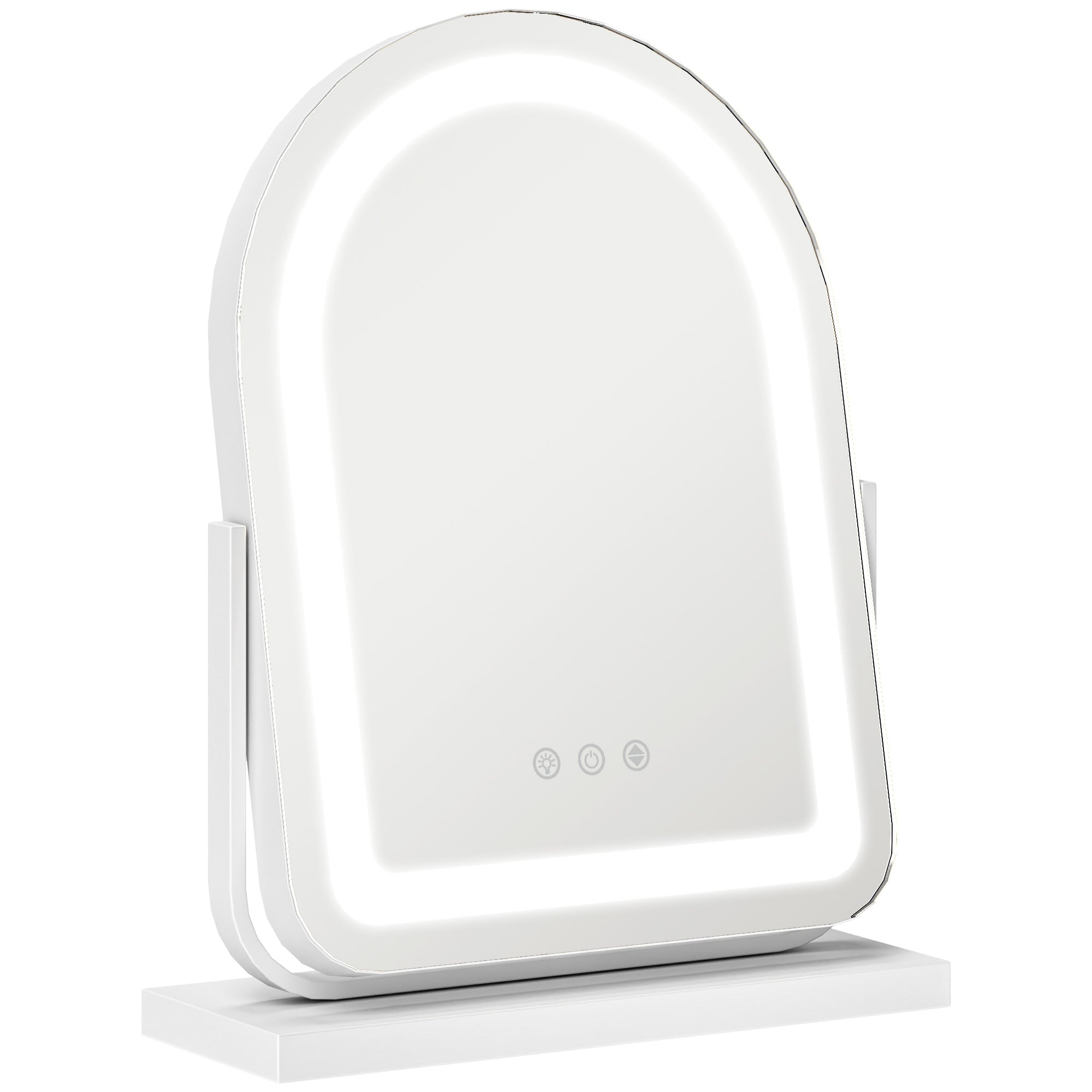Cosmetic Mirror, LED Light 3 Colors 360° Rotatable, White Metal Frame
